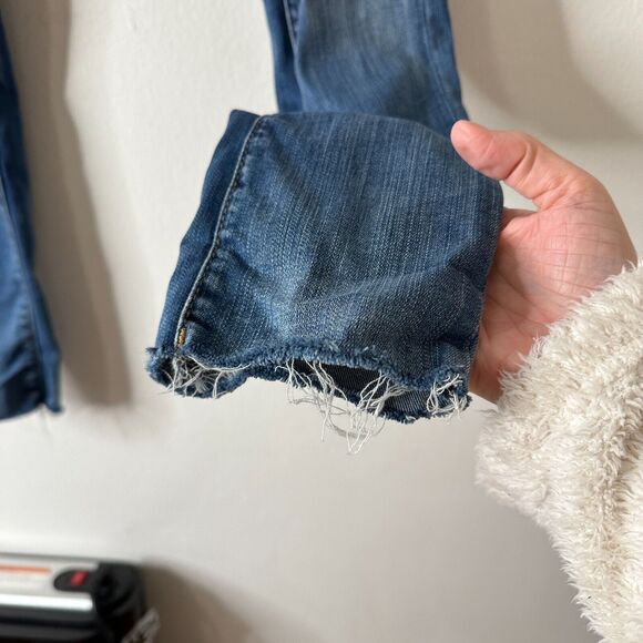 Blank NYC High Cuff Straight Medium Wash Distressed Jeans Low Rise Stretch 24 - Picture 9 of 15